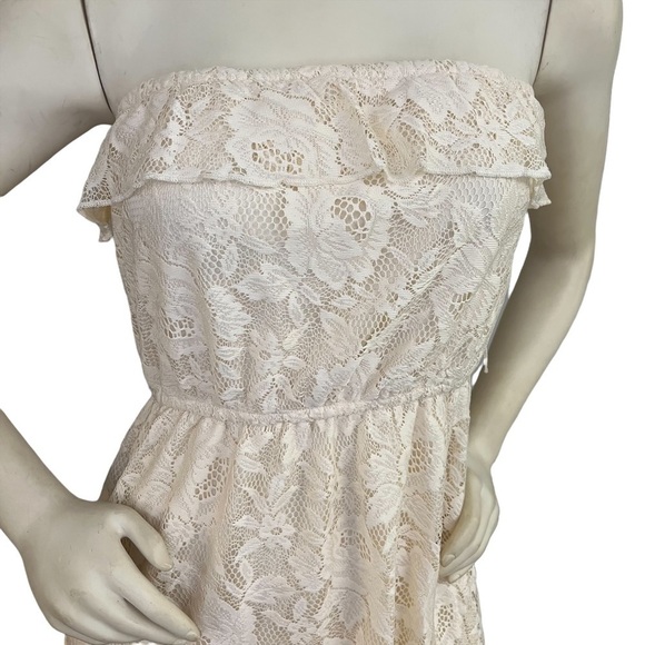 Trixxi Strapless Pale yellow lace dress Sz M - Picture 4 of 6